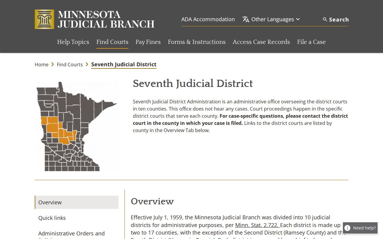 Wadena County court docket Seventh Judicial District