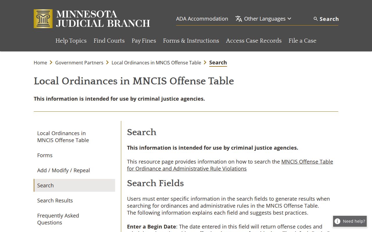 Menahga court docket local ordinance search distinction