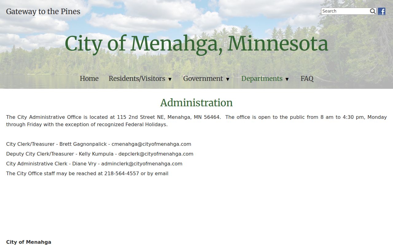 Menahga court docket city administration page