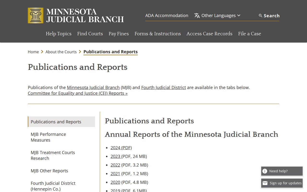 Sebeka court docket judicial branch reports