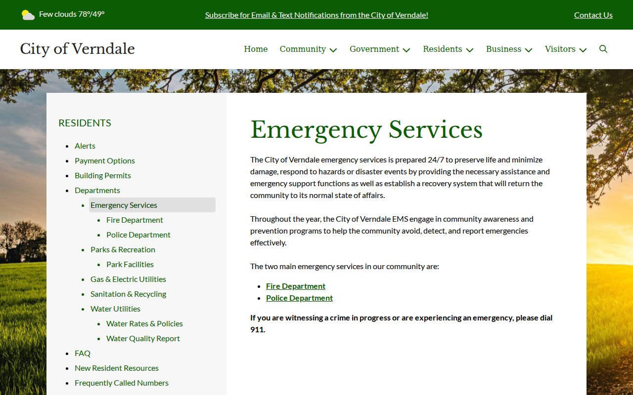 Verndale court docket emergency services distinction