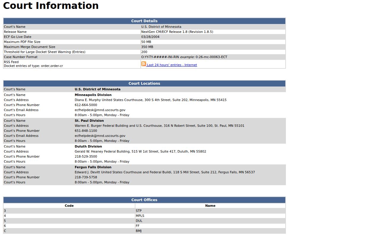 Wadena court docket separate court system reference