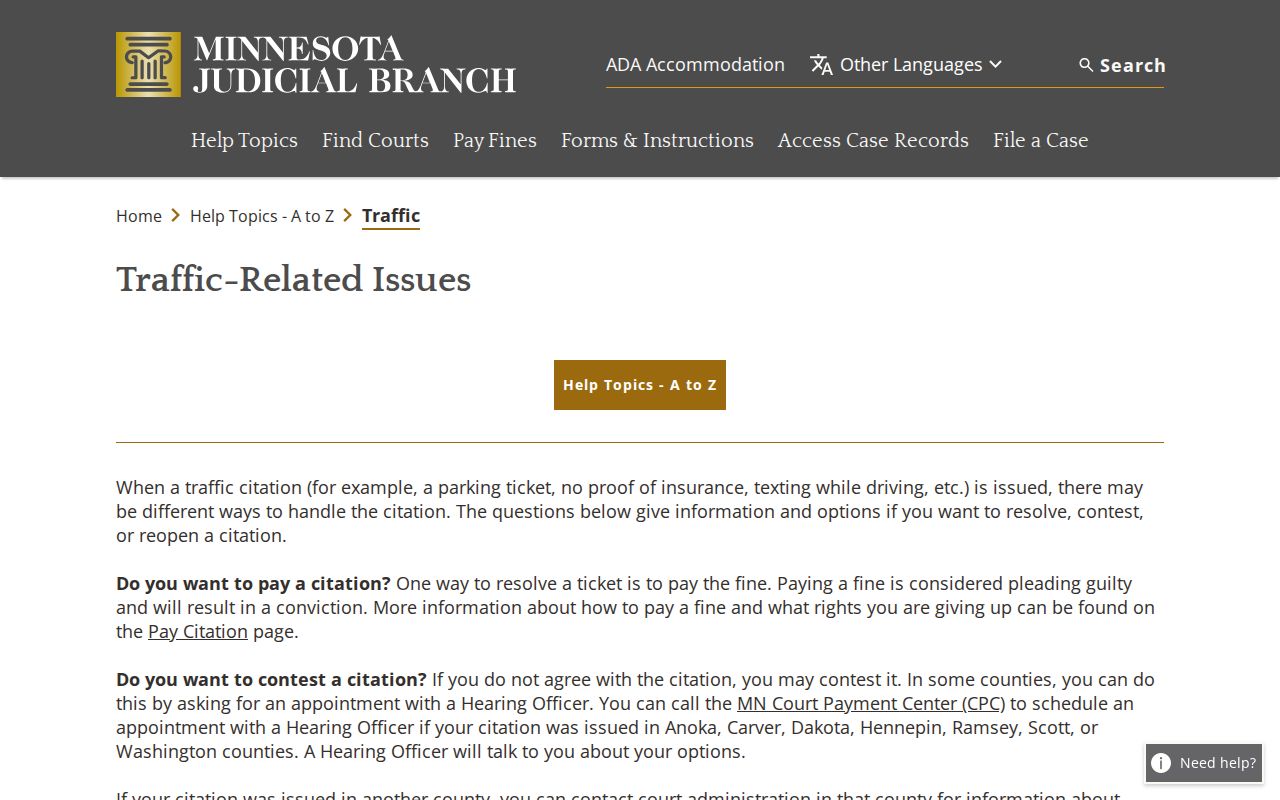 Wadena County traffic court records Minnesota traffic issues information